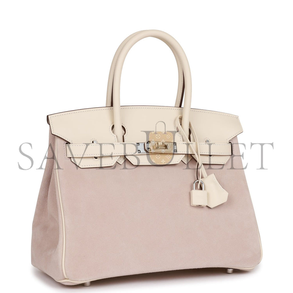 H**mes birkin 30 glycine grizzly and nata swift palladium hardware (30cm)