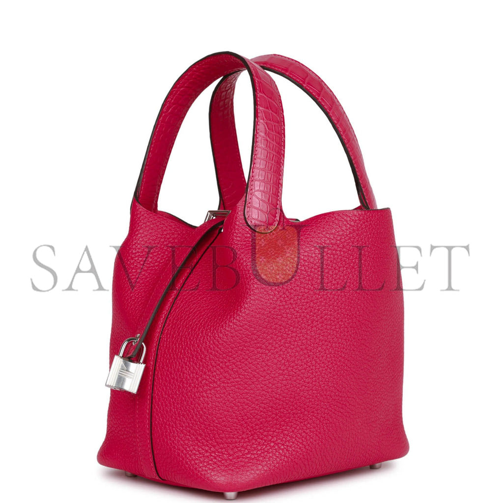 H**mes picotin lock 18 framboise clemence and matte alligator touch palladium hardware (18*13*18cm)