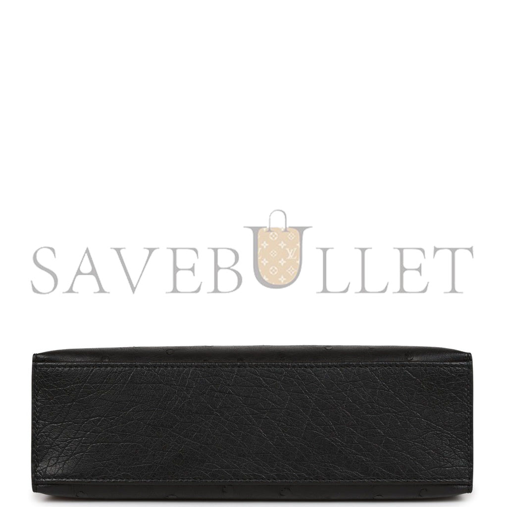 H**mes kelly pochette black ostrich gold hardware (22*12*13cm)