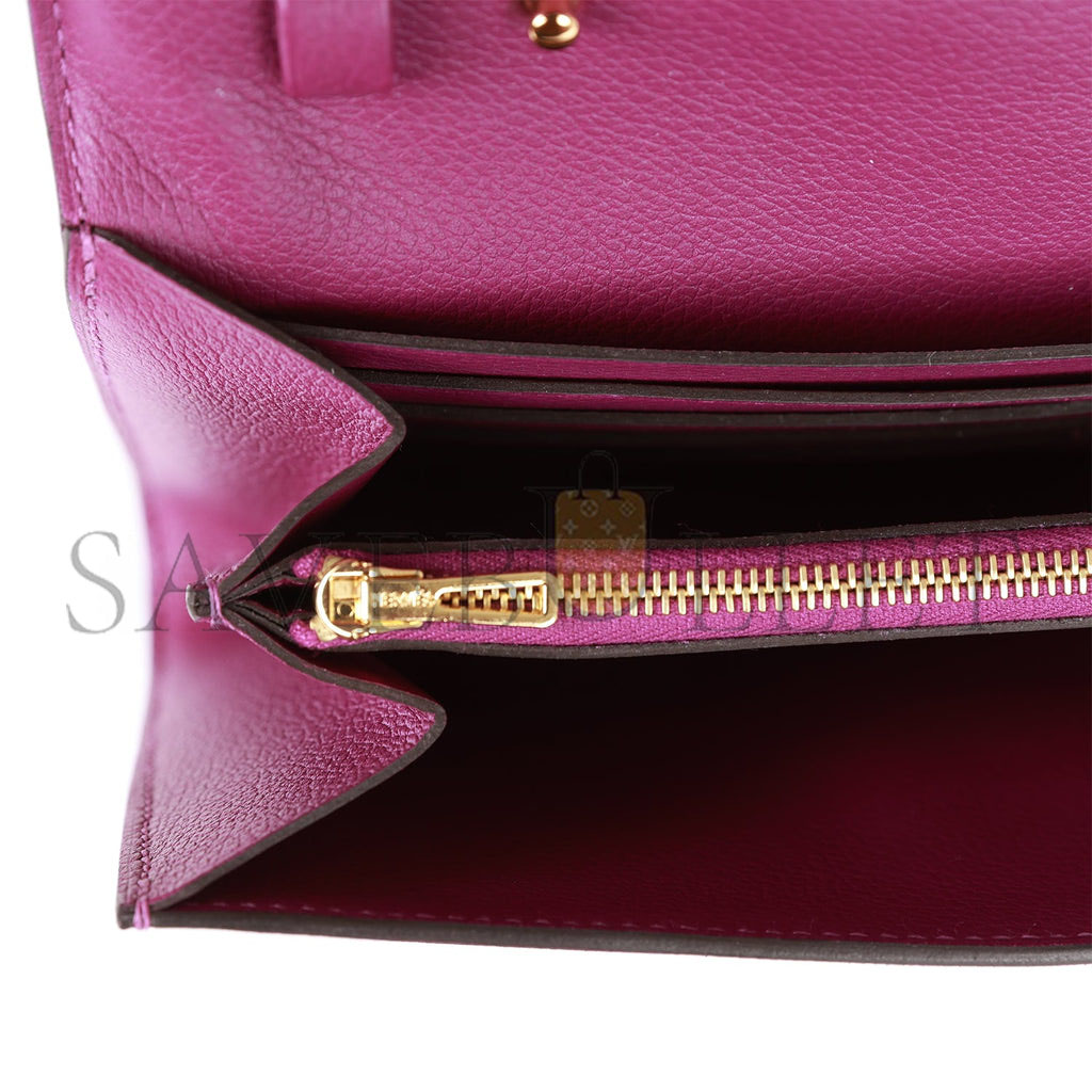 H**mes constance wallet to go anemone evercolor gold hardware (22*11cm)