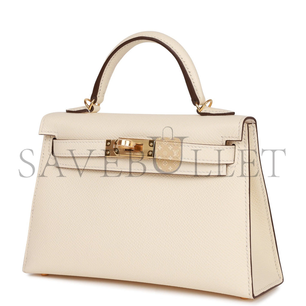 H**mes mini kelly sellier 20 nata epsom gold hardware (19*12*5.5cm)