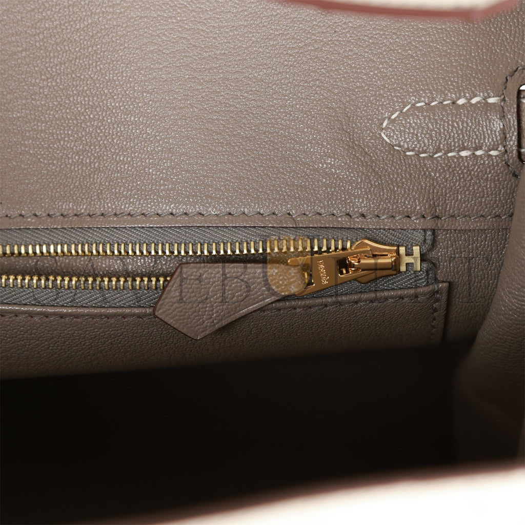 H**mes special order (hss) birkin 25 beton and gris asphalte ostrich brushed gold hardware handmade (25cm)