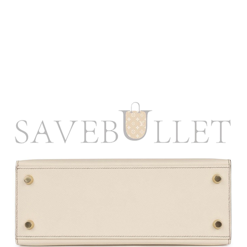 H**mes special order (hss) kelly sellier 25 craie and gris asphalte epsom brushed gold hardware handmade (25*17*7cm)