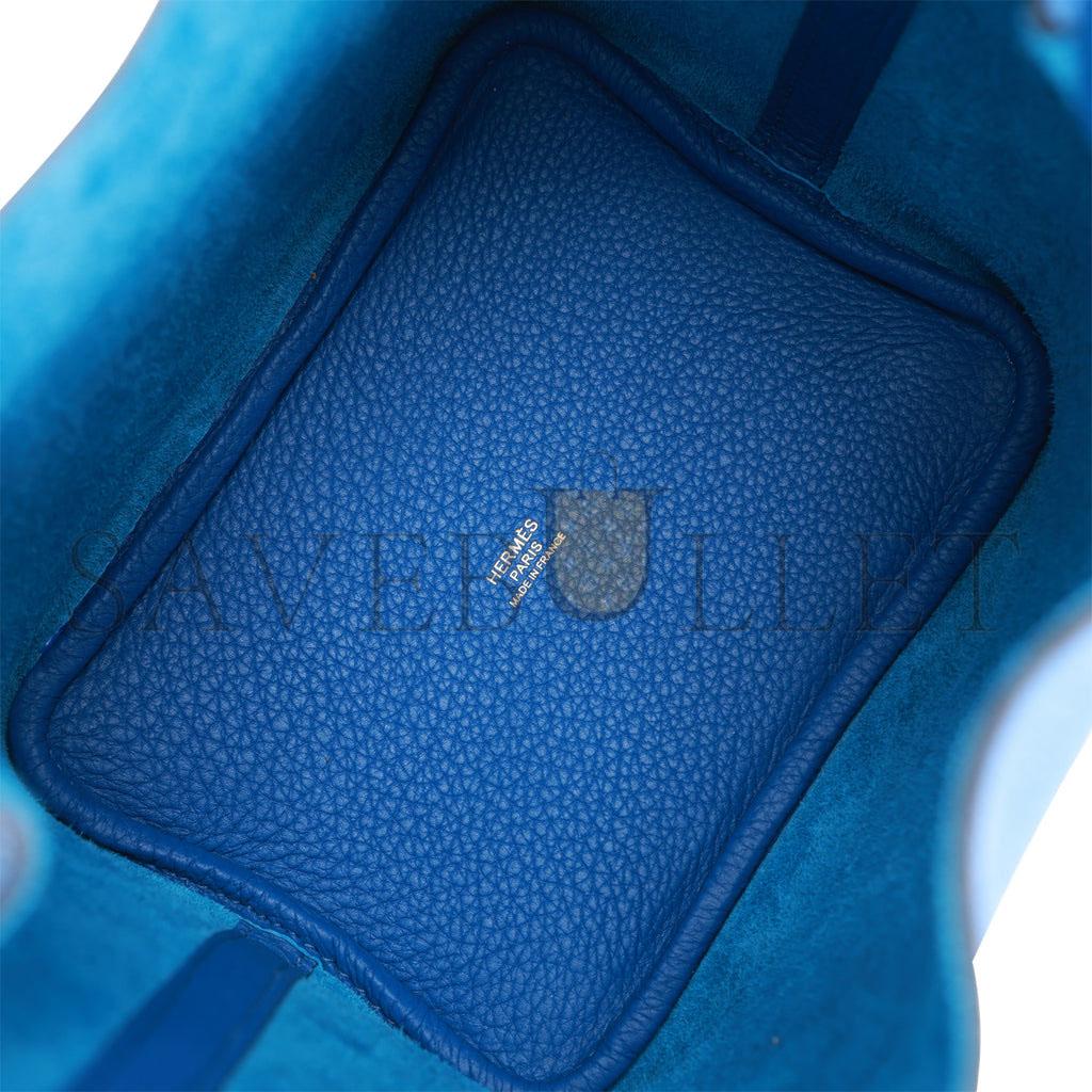 H**mes picotin lock 18 bleu france clemence gold hardware (18*13*18cm)