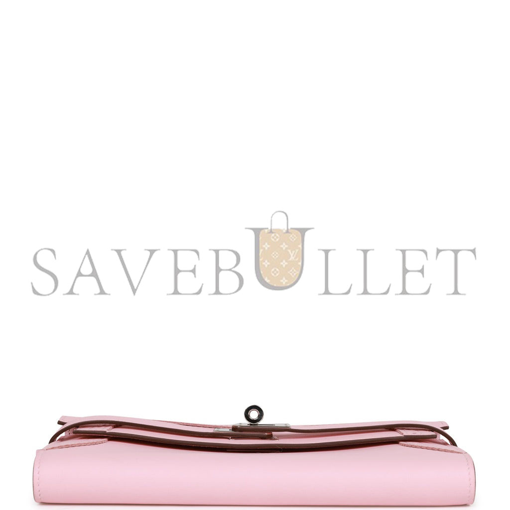 H**mes ghillies kelly wallet rose sakura swift palladium hardware (20cm)