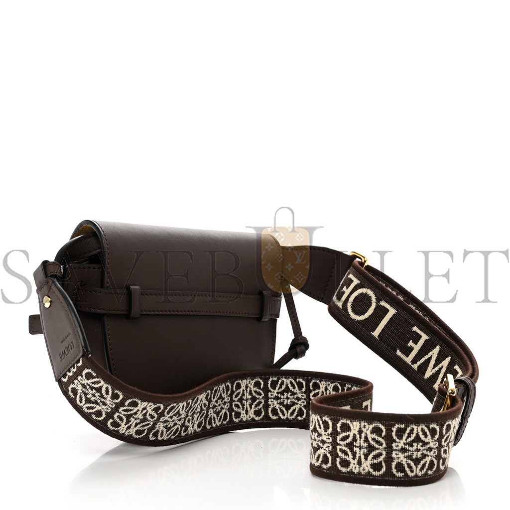 l*ew* calfskin jacquard mini gate dual bag chocolate (20*13*10cm)