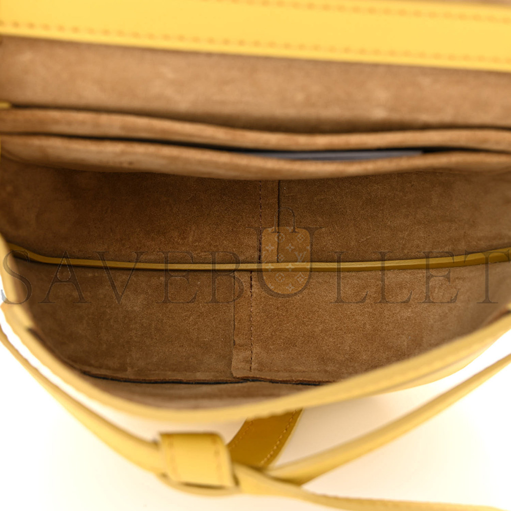 l*ew* calfskin jacquard mini gate dual bag dark yellow (19*14*9cm)