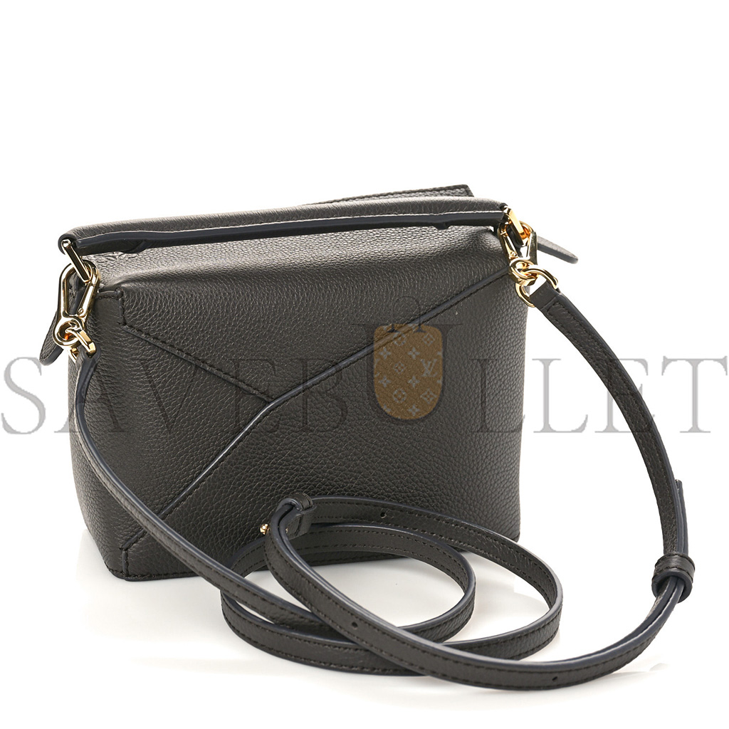 l*ew* calfskin mini puzzle edge bag dark grey (18*12.5*8cm)