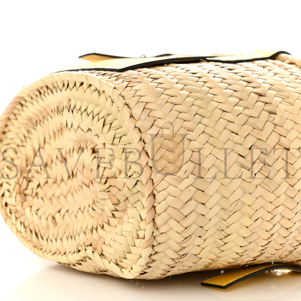 l*ew* raffia small basket tote bag natural yellow (21*18*13cm)