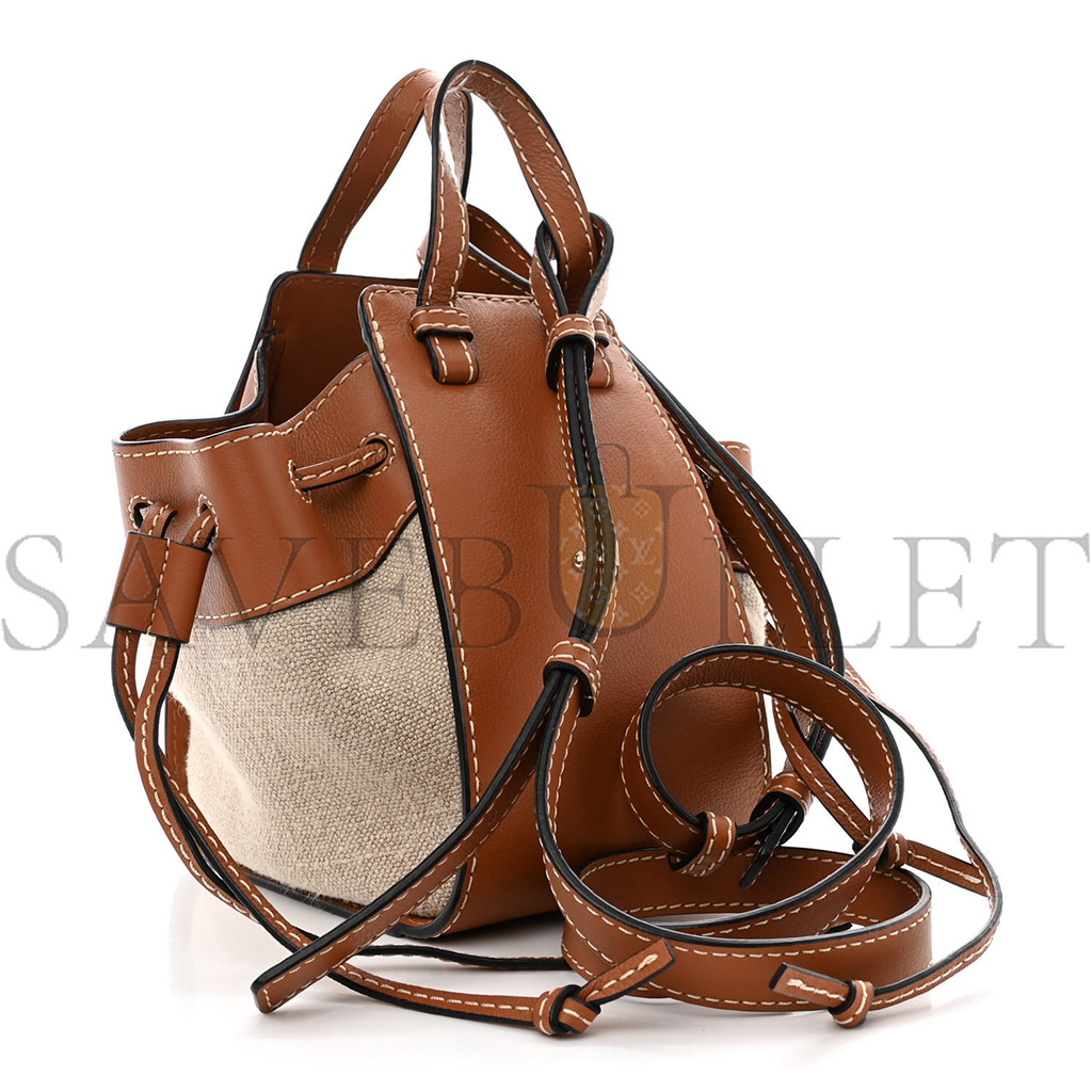 l*ew* calfskin canvas mini hammock shoulder bag natural tan (19*17*10cm)