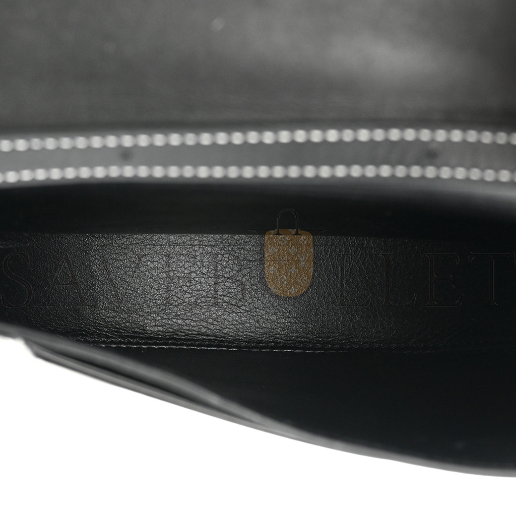 l*ew* soft calfskin heel bag black soft white (18*15*4cm)