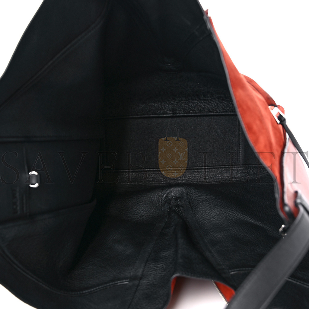 l*ew* calfskin suede hammock shoulder bag red (30*25*13.5cm)