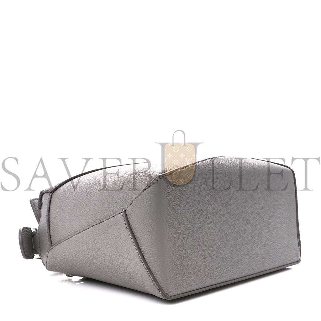 l*ew* soft grained calfskin small puzzle edge bag pearl grey (24*16.5*10.5cm)