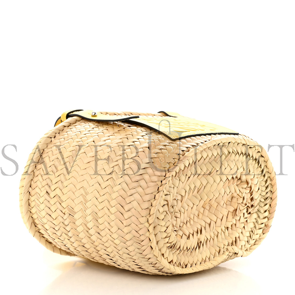 l*ew* raffia small basket tote bag natural yellow (21*18*13cm)