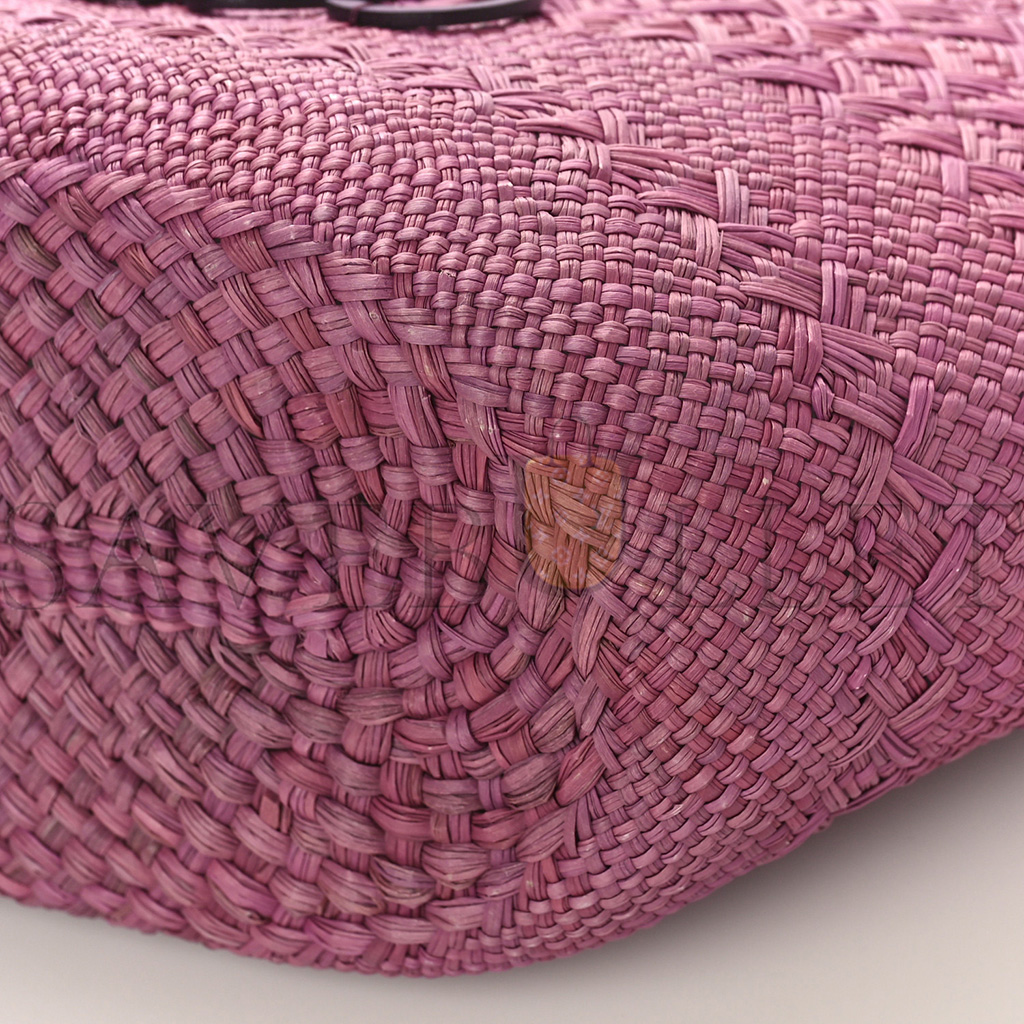 l*ew* calfskin raffia paulas ibiza small anagram basket tote bag purple (19*18*12cm)