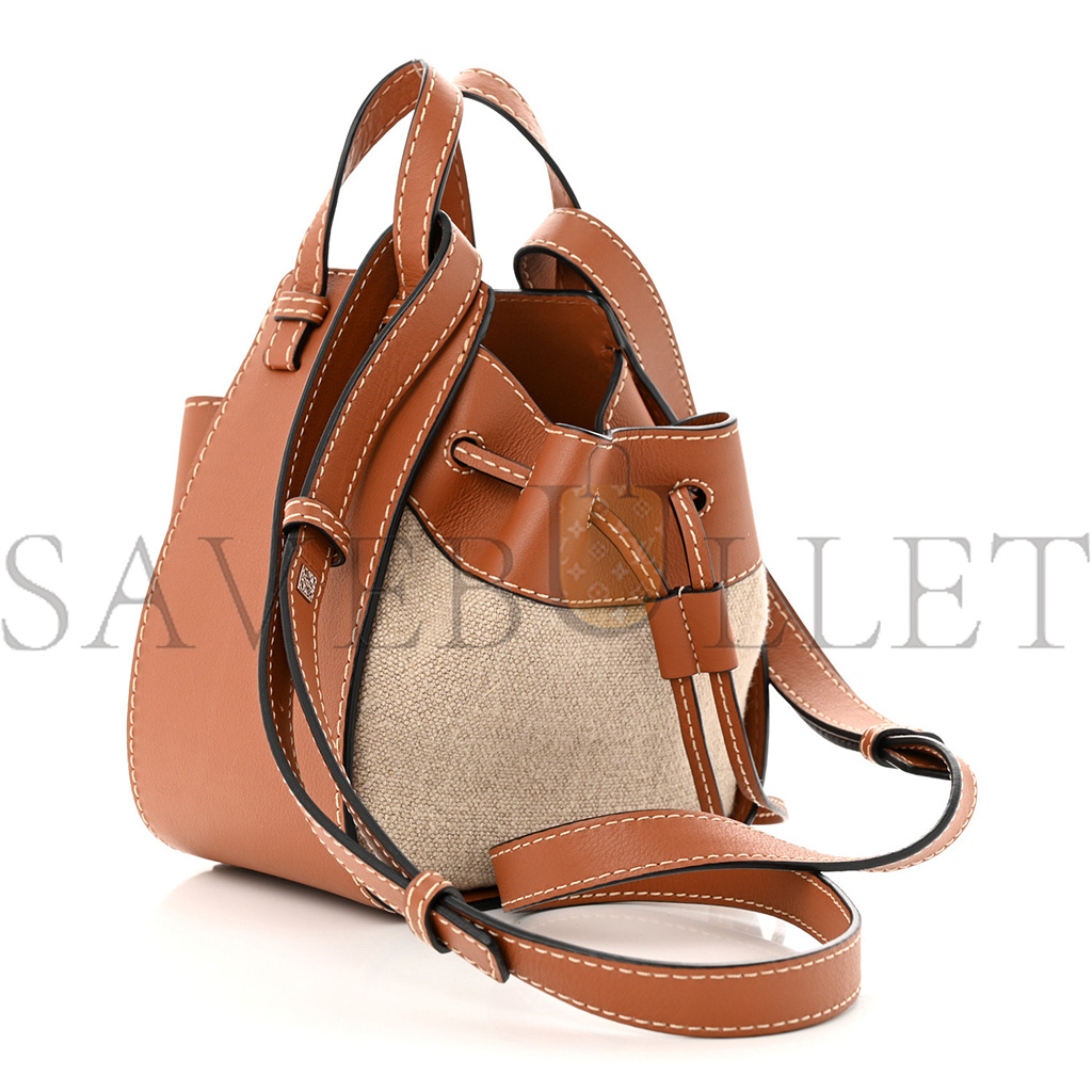 l*ew* calfskin canvas mini hammock shoulder bag natural tan (18*17*10cm)