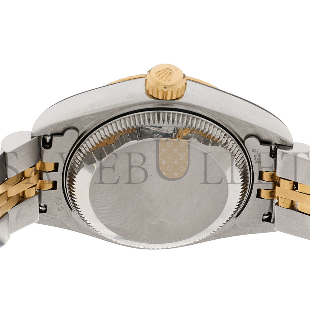 R*l*x stainless steel 18k yellow gold 26mm oyster perpetual datejust watch champagne 69173