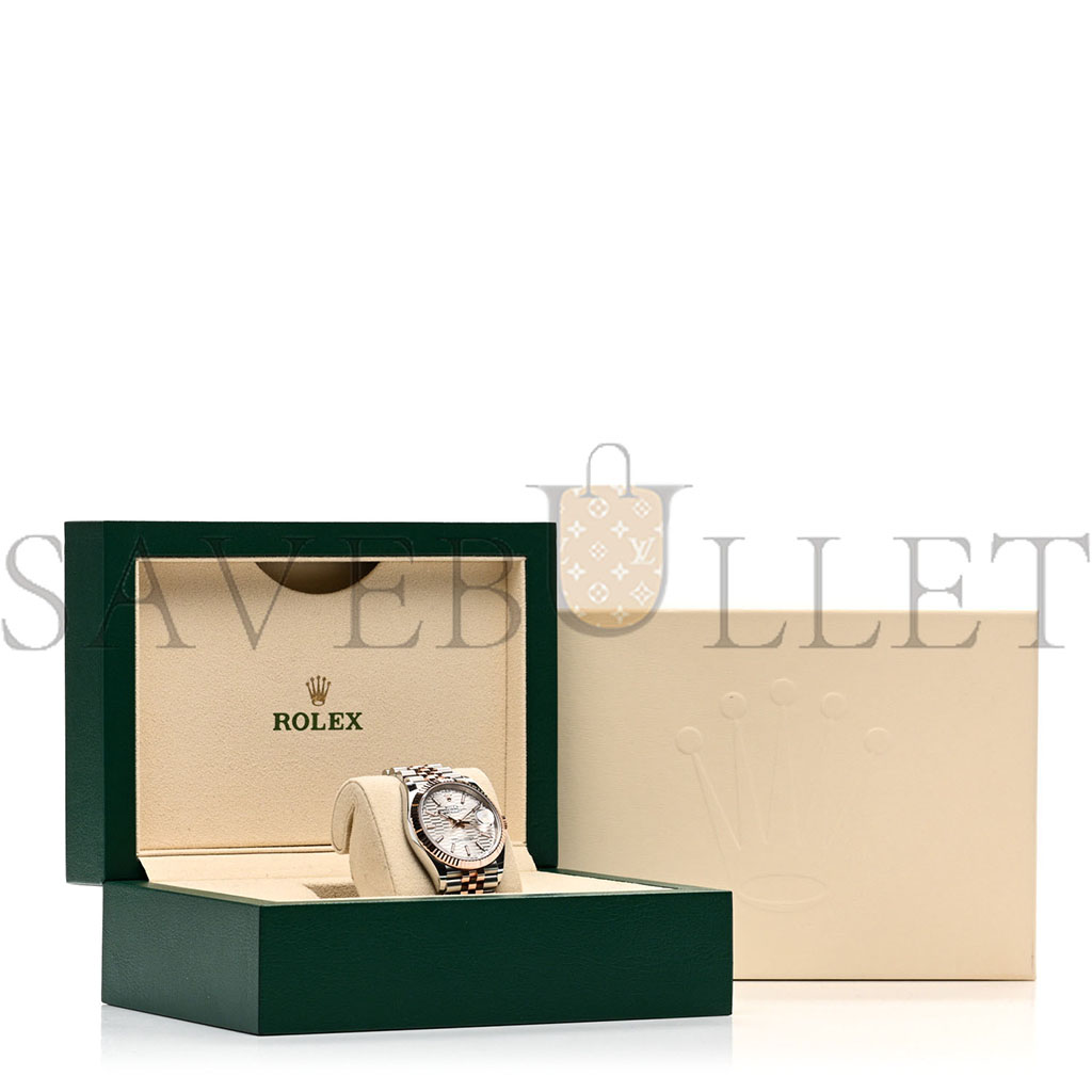 R*l*x stainless steel 18k everose gold 36mm oyster perpetual datejust watch silver fluted 126231