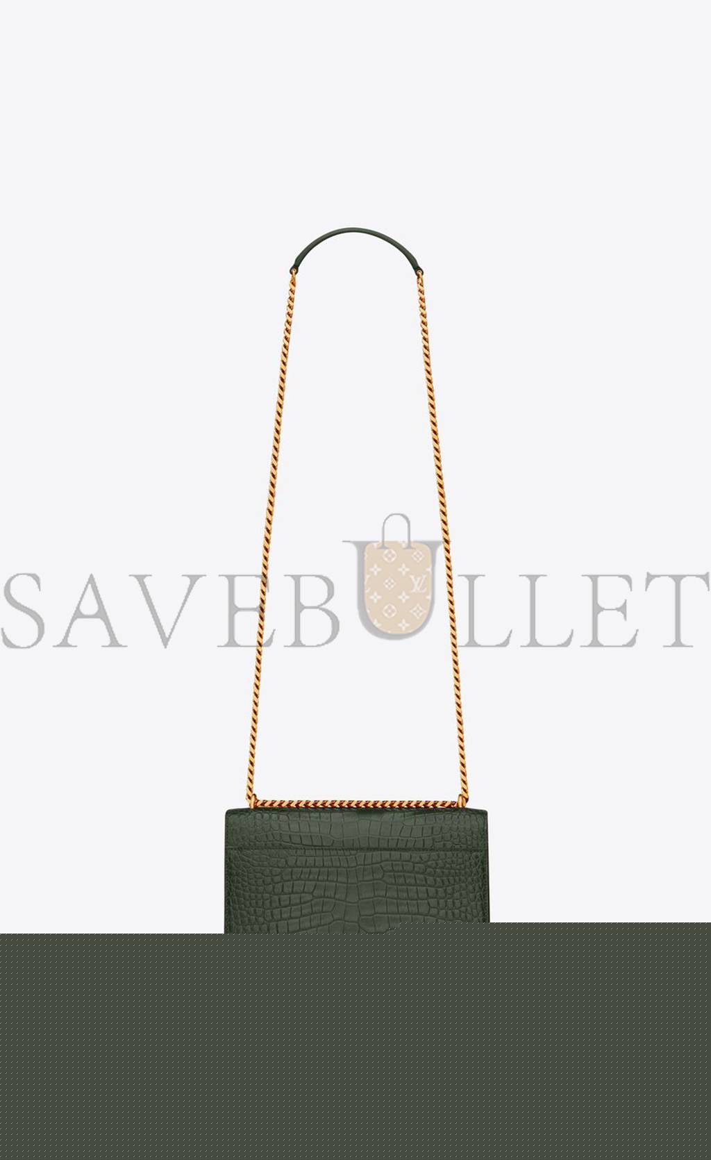 Y*L sunset medium chain bag in crocodile-embossed shiny leather 442906dnd0j3144 (22*16*6.5cm)