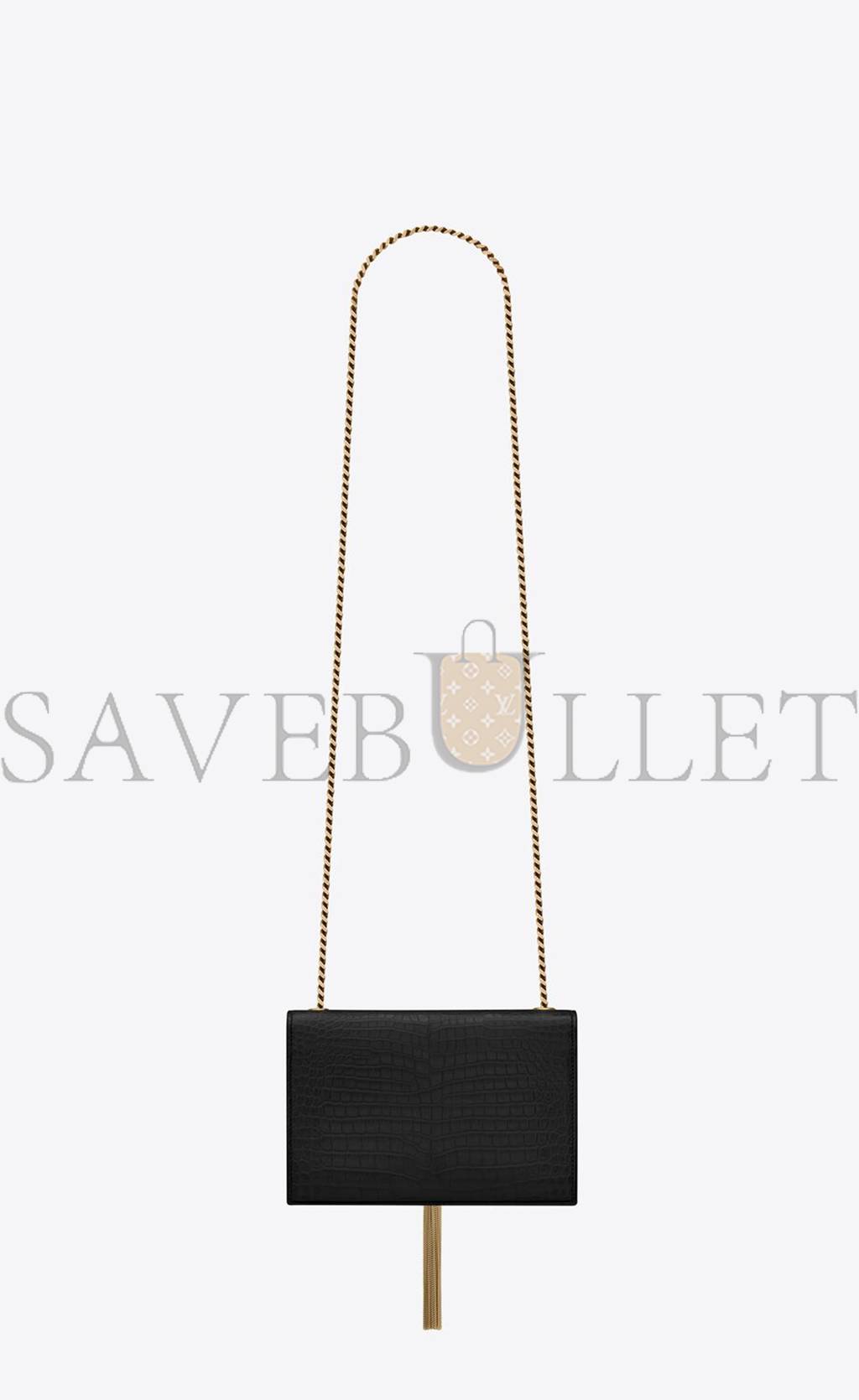 Y*L kate small chain bag with tassel in crocodile-embossed shiny leather 474366dnd0j1000 (20*12.5*5cm)