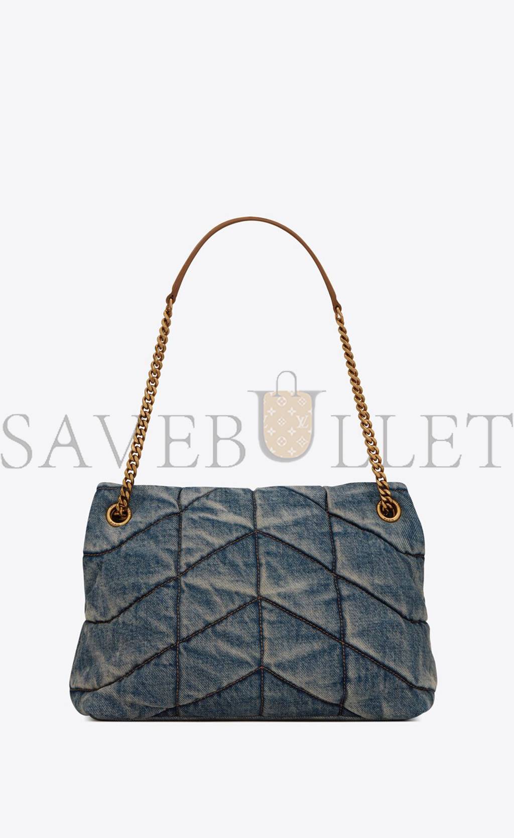 Y*L puffer medium chain bag in quilted vintage denim and suede 5774752pt674575 (35*23*13.5cm)