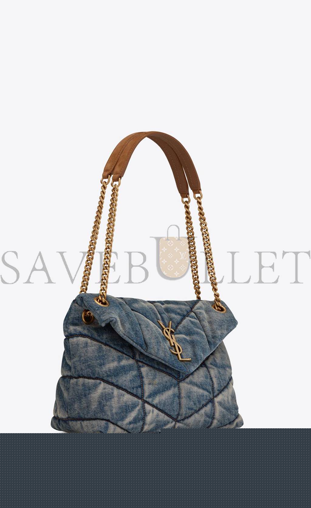 Y*L puffer medium chain bag in quilted vintage denim and suede 5774752pt674575 (35*23*13.5cm)
