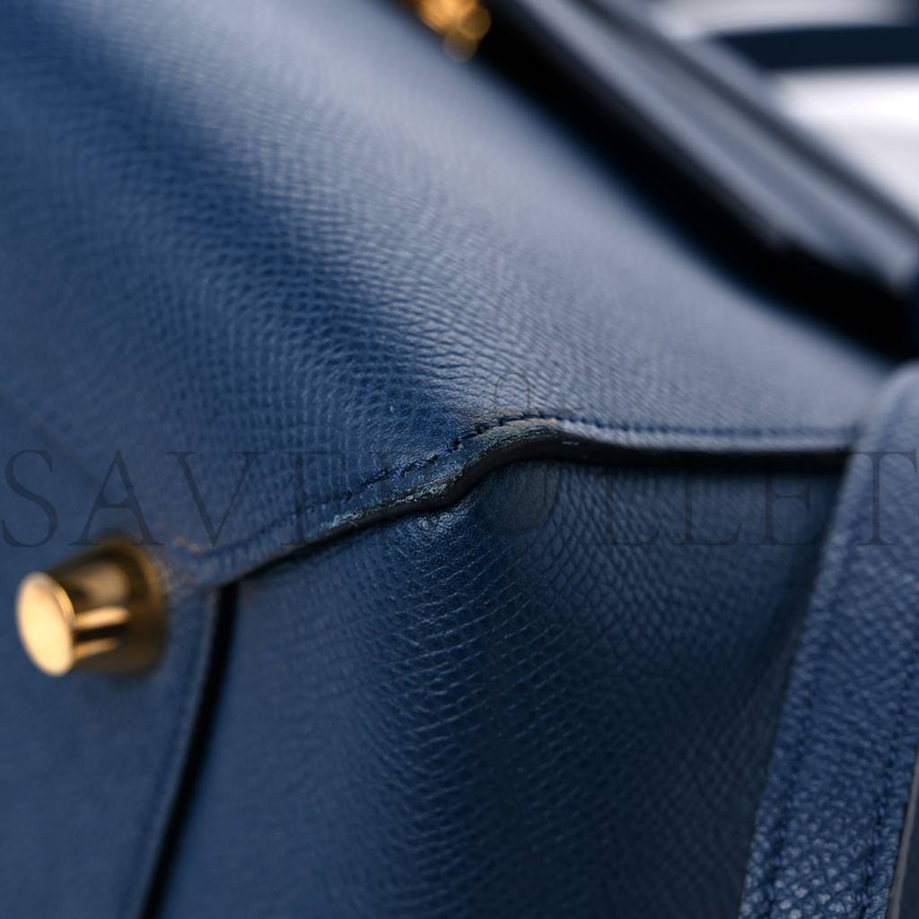 Ce**e grained calfskin mini belt bag deepsea (28*23*17cm)