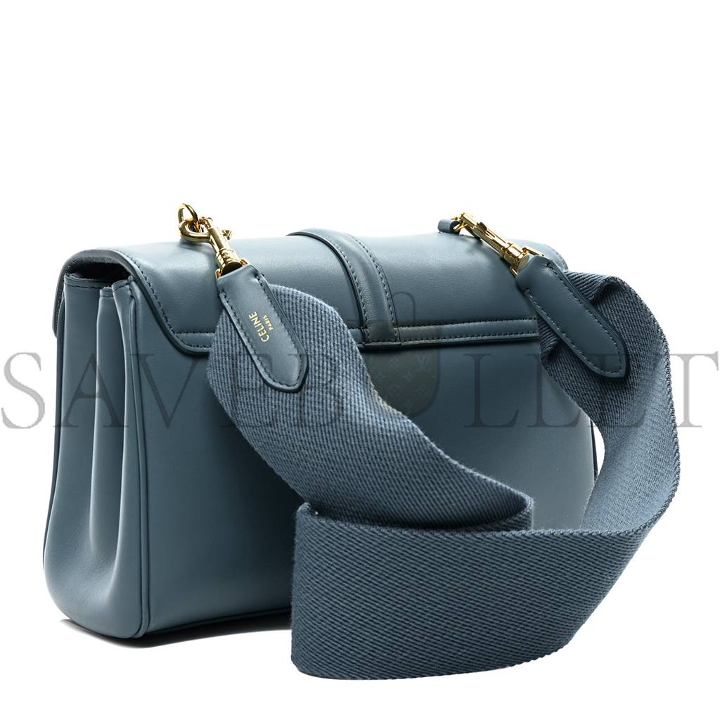 Ce**e smooth calfskin teen soft 16 shoulder bag blue grey (24*17*8cm)