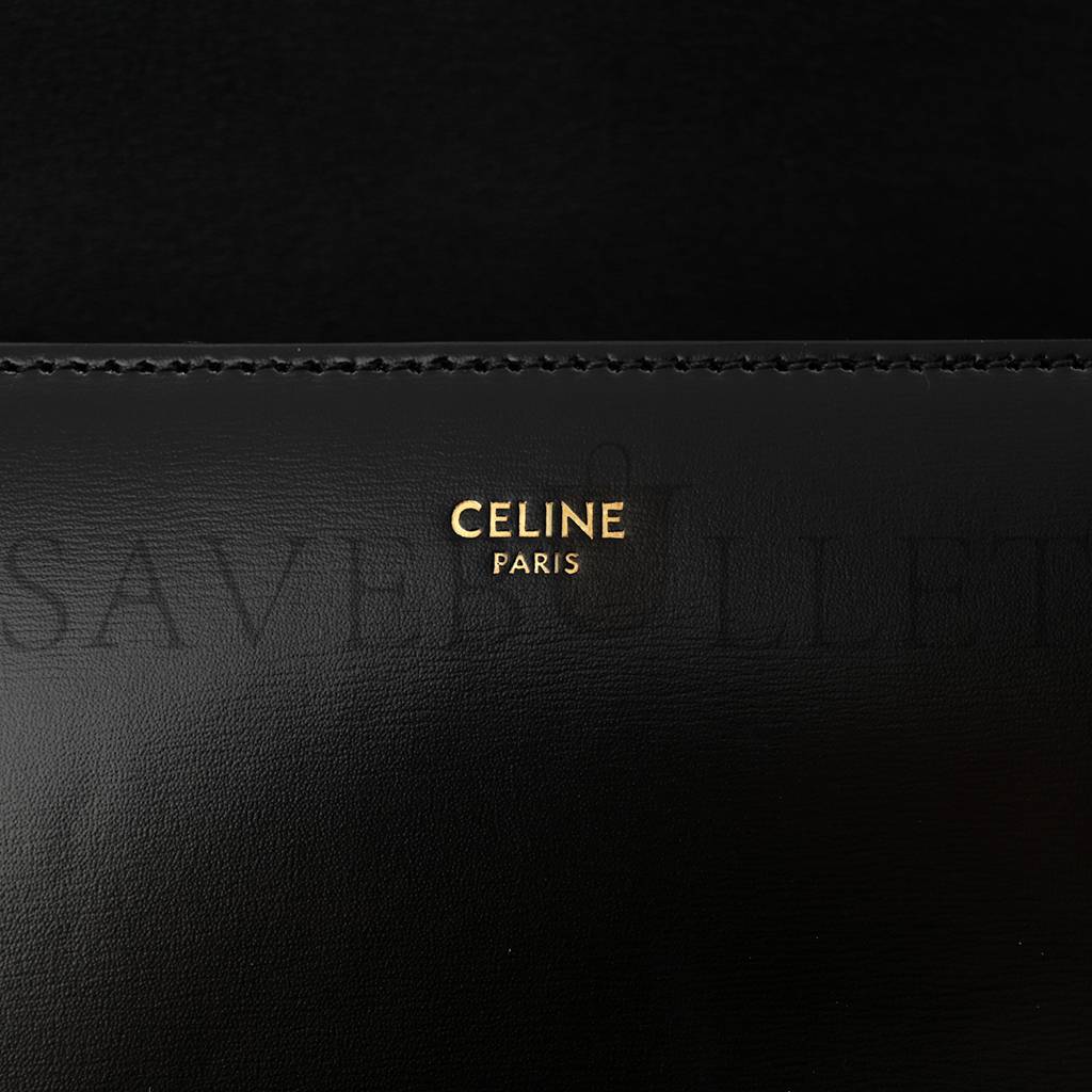 Ce**e shiny calfskin college triomphe black (20*16*6cm)