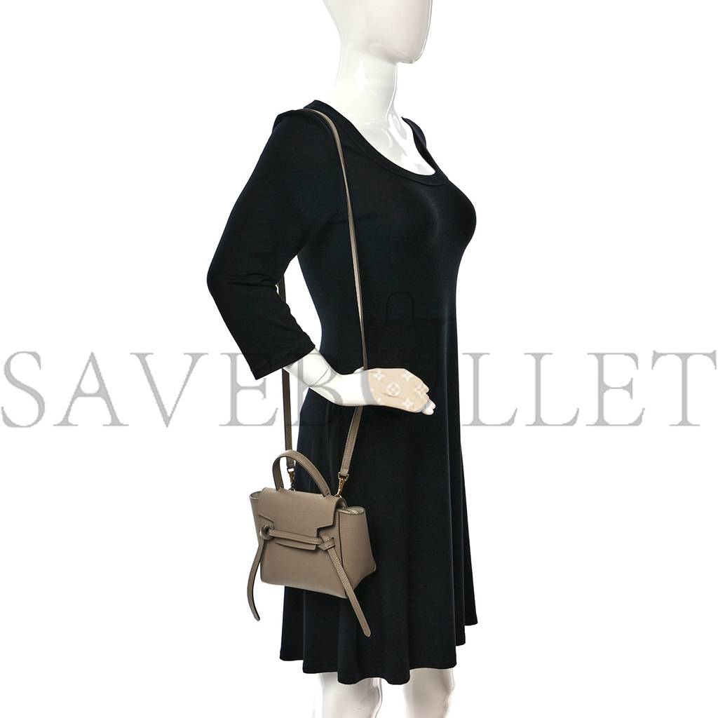 Ce**e grained calfskin pico belt bag light taupe (15*15*9cm)