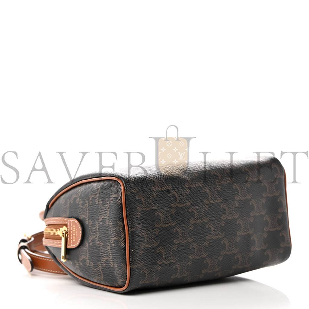 Ce**e triomphe canvas calfskin small boston bag tan (20*15*10cm)