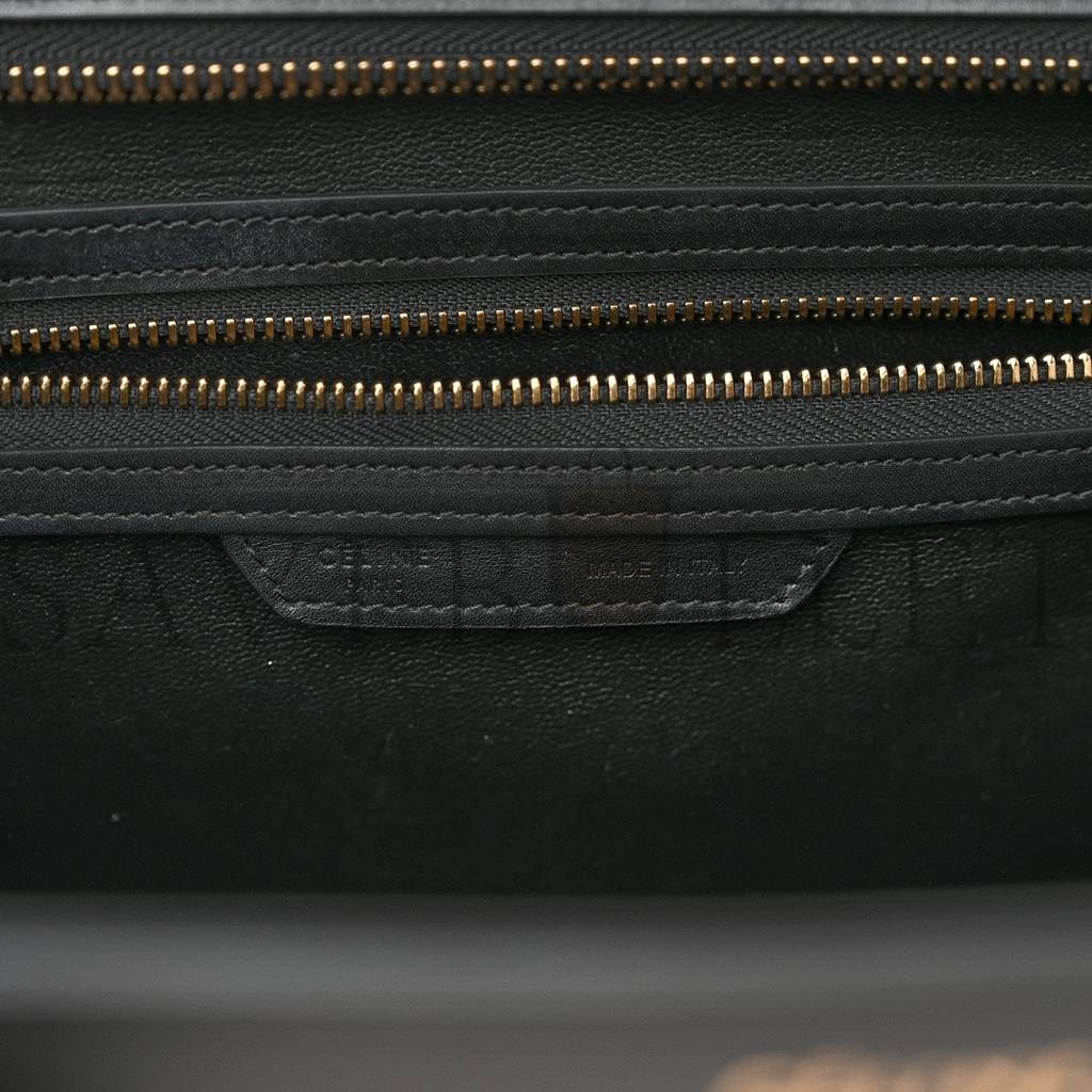 Ce**e bullhide calfskin mini bi-color luggage black white (34*30*17cm)