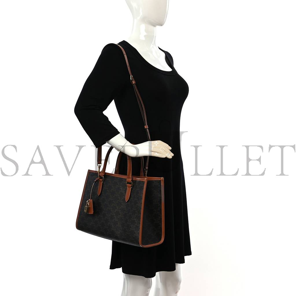 Ce**e triomphe canvas calfskin mini horizontal cabas tan (34*23*11cm)