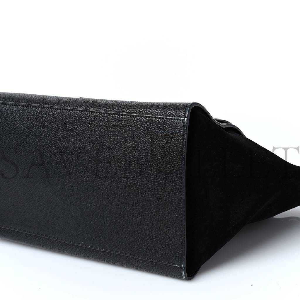 Ce**e drummed calfskin suede medium trapeze black (30*22*18cm)