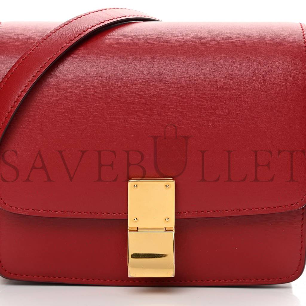 Ce**e smooth calfskin small classic box flap bag red (17*15*7cm)