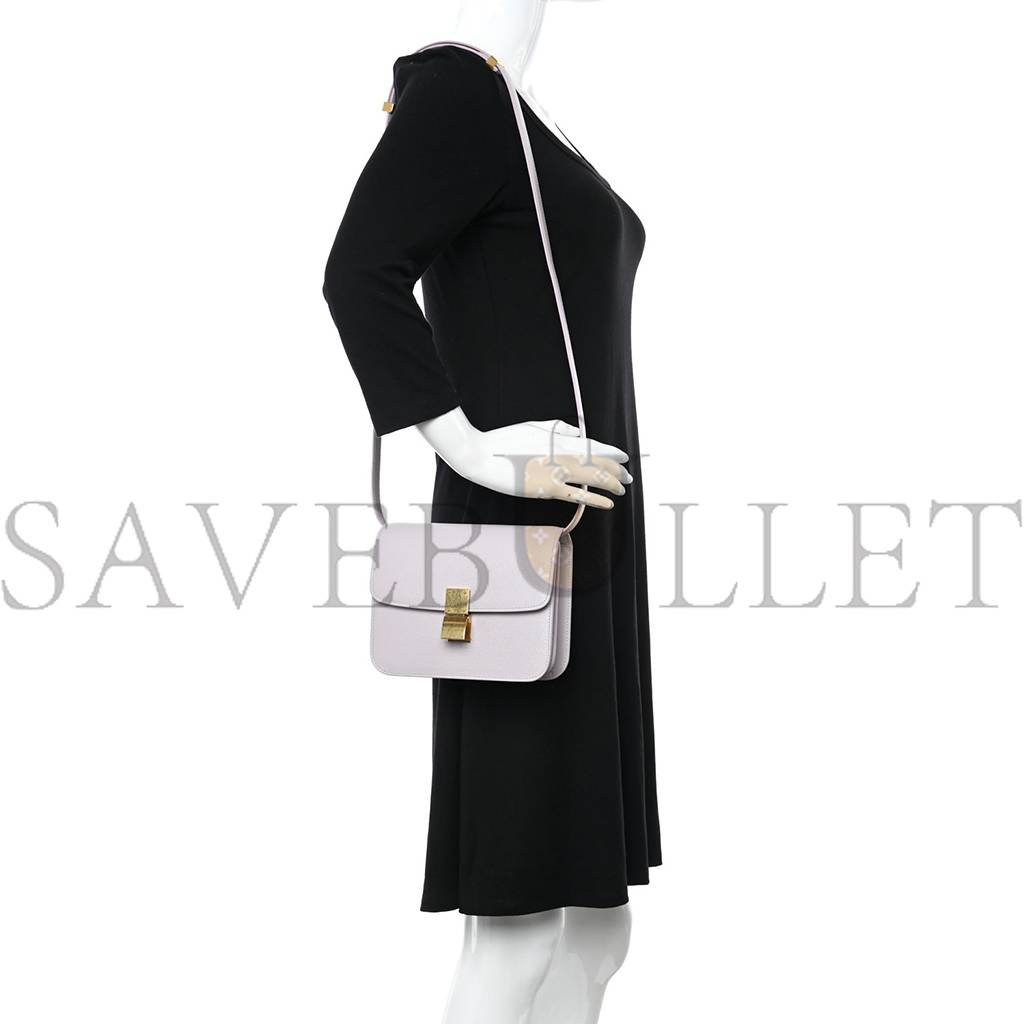 Ce**e liege calfskin teen classic box flap bag lavender grey (18*15*6cm)