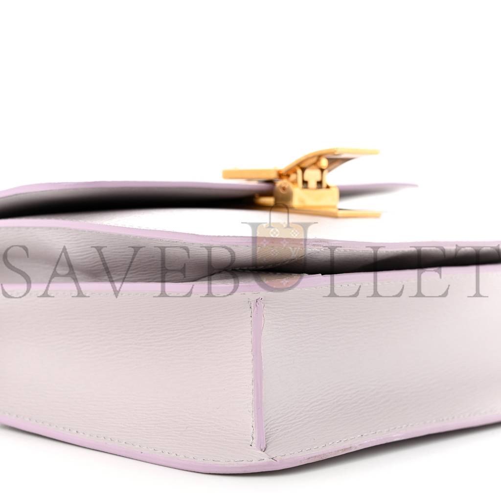 Ce**e liege calfskin teen classic box flap bag lavender grey (18*15*6cm)