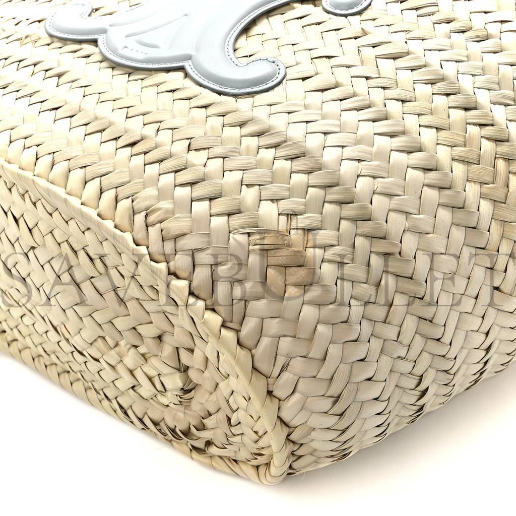 Ce**e raffia calfskin triomphe medium panier soft blue (25*25*13cm)