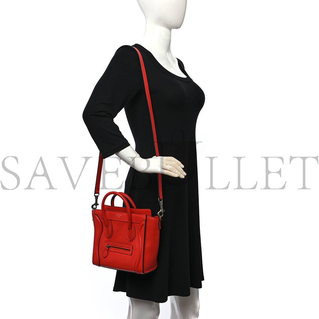 Ce**e drummed calfskin nano luggage vermillion (20*20*10cm)