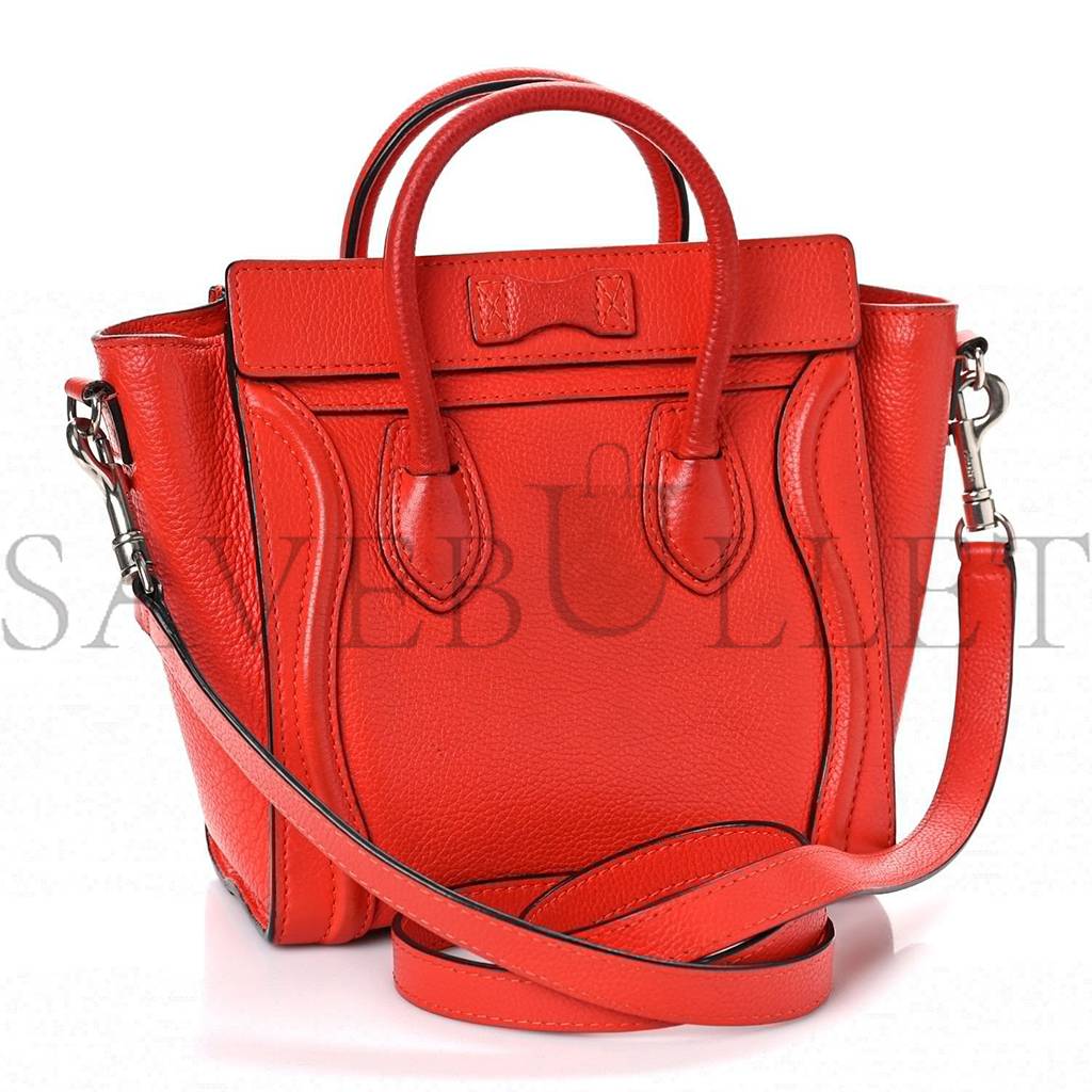 Ce**e drummed calfskin nano luggage vermillion (20*20*10cm)