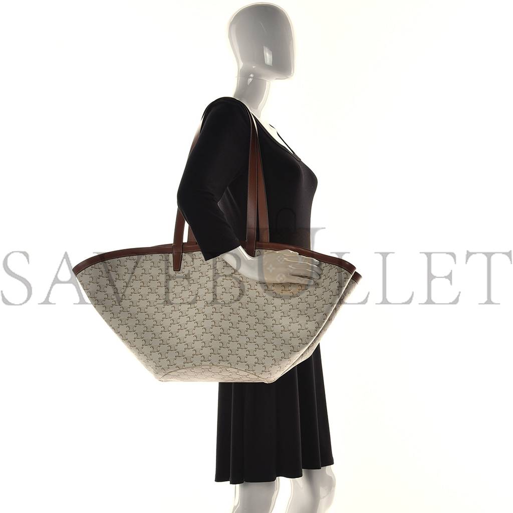 Ce**e calfskin canvas triomphe large couffin white (31*23*20cm)