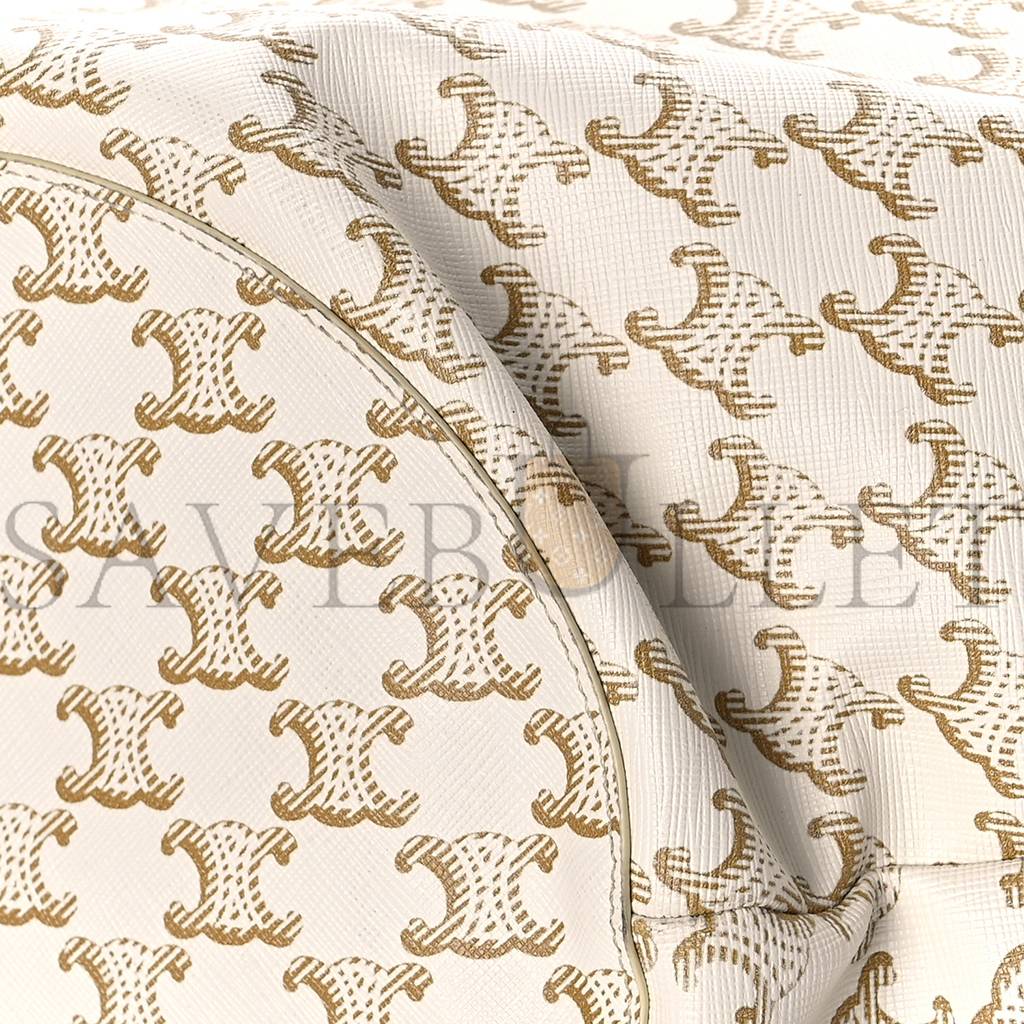 Ce**e calfskin canvas triomphe large couffin white (31*23*20cm)