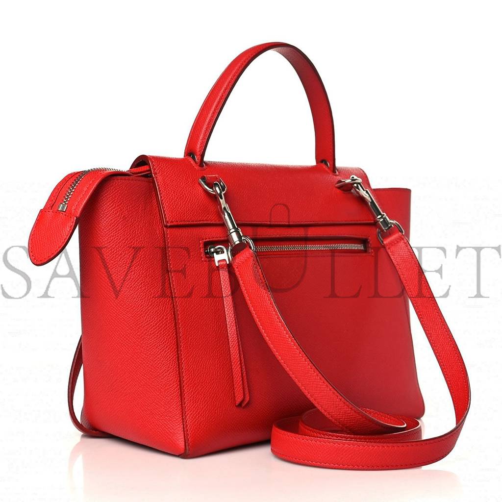 Ce**e baby grained calfskin micro belt bag coquelicot (24*19*14cm)