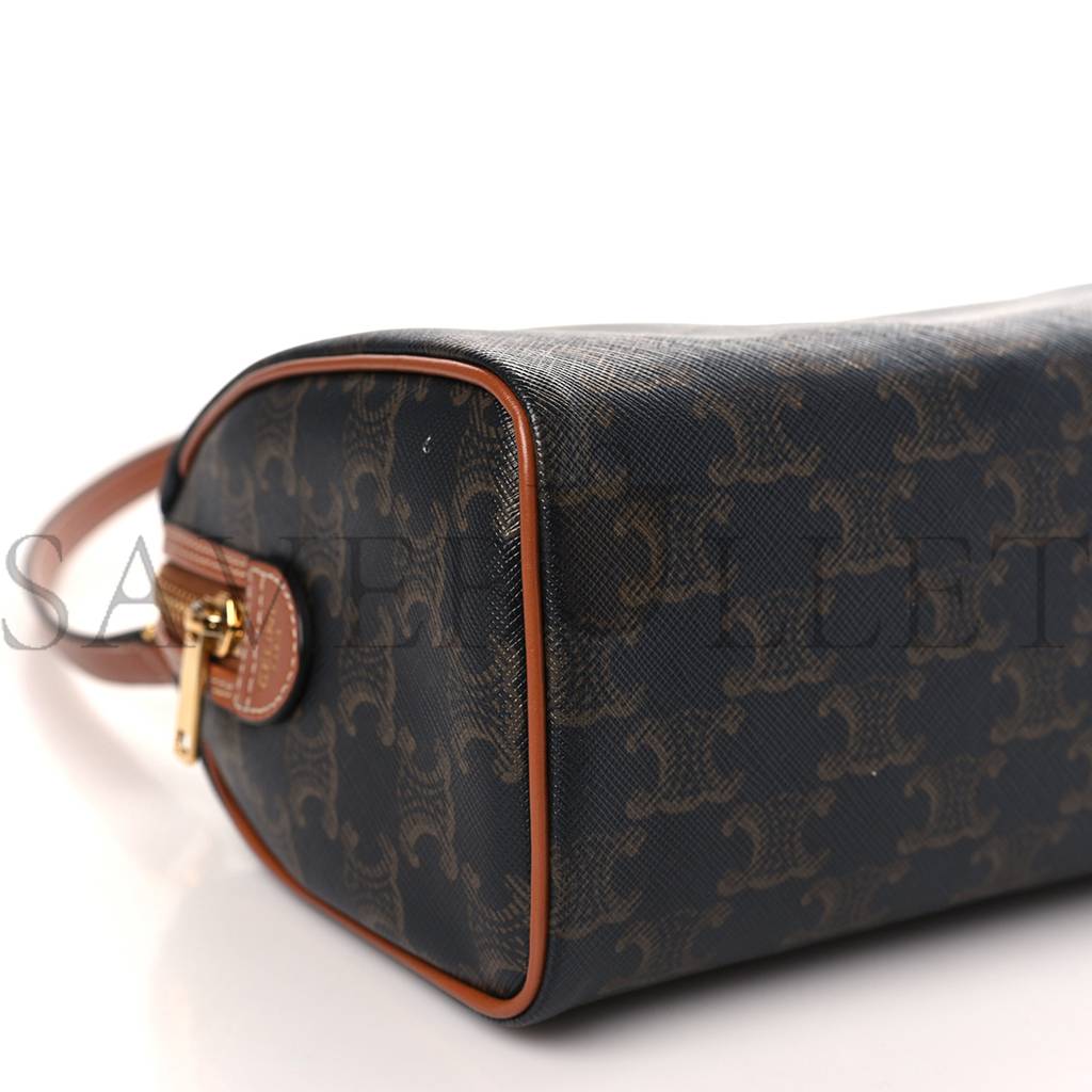 Ce**e triomphe canvas calfskin small boston bag tan (20*15*11cm)