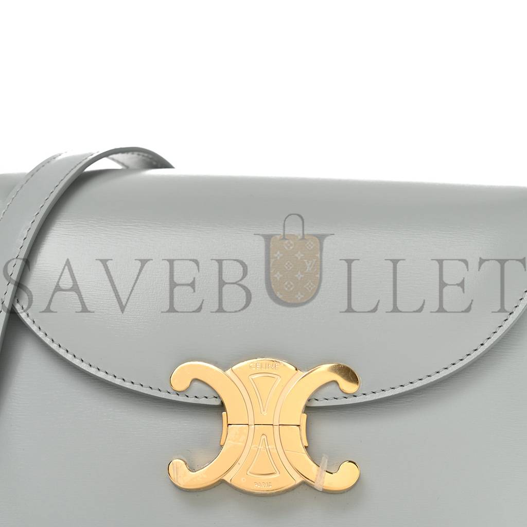 Ce**e shiny calfskin teen besace clea triomphe blue gray (18*15*5cm)