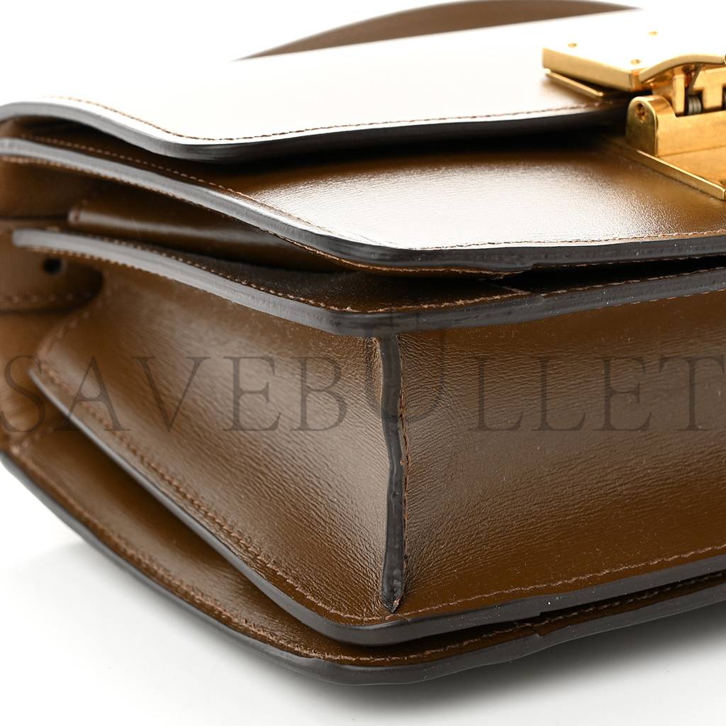 Ce**e smooth calfskin small classic box flap bag camel (17*14*6cm)