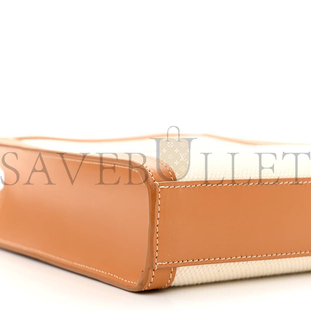 Ce**e canvas calfskin mini vertical cabas natural tan (20*17*6cm)