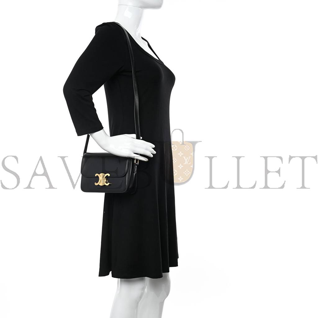 Ce**e shiny calfskin teen triomphe black (18*13*7cm)