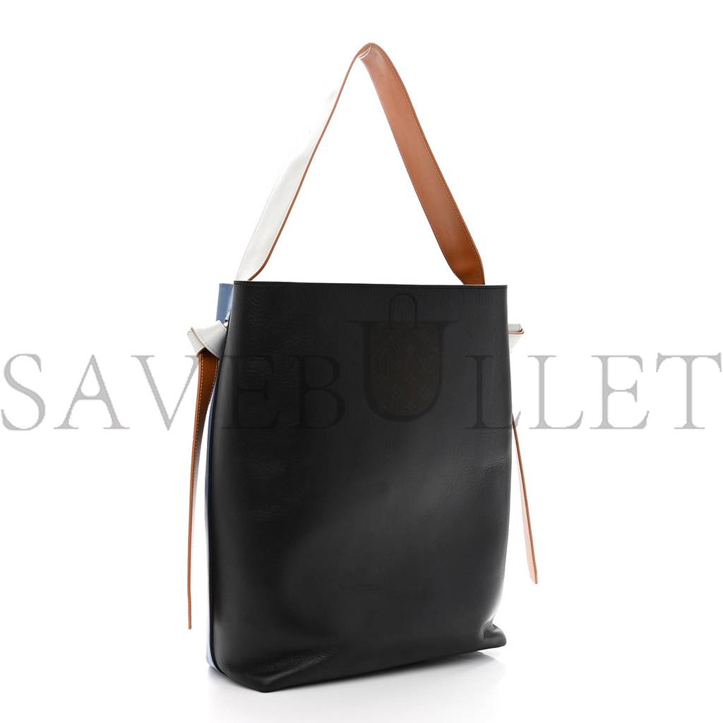 Ce**e shiny smooth calfskin small twisted cabas washed blue black (36*26*11cm)