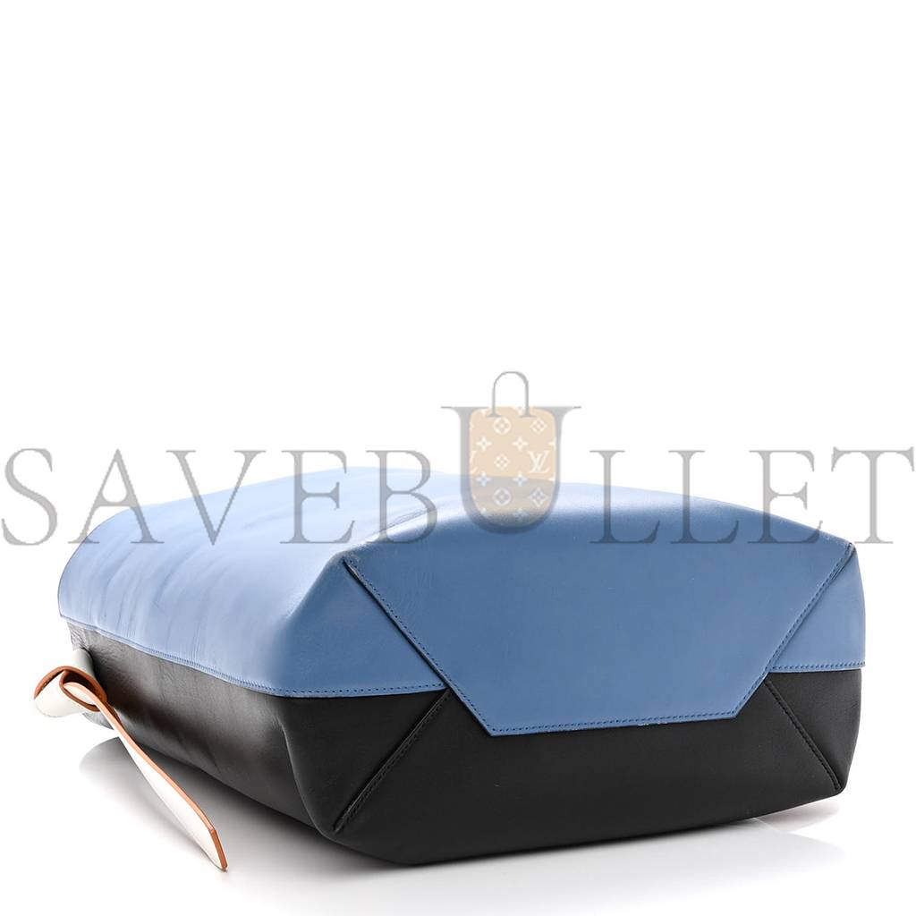 Ce**e shiny smooth calfskin small twisted cabas washed blue black (36*26*11cm)